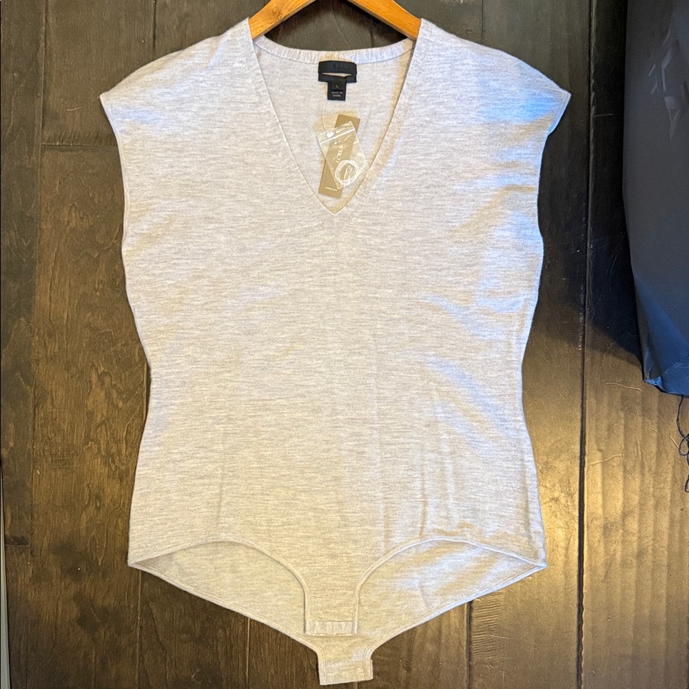 J. Crew Light Gray V-Neck Bodysuit